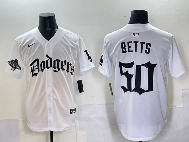Men Los Angeles Dodgers 50 Betts white Nike 2025 MLB jersey 0014